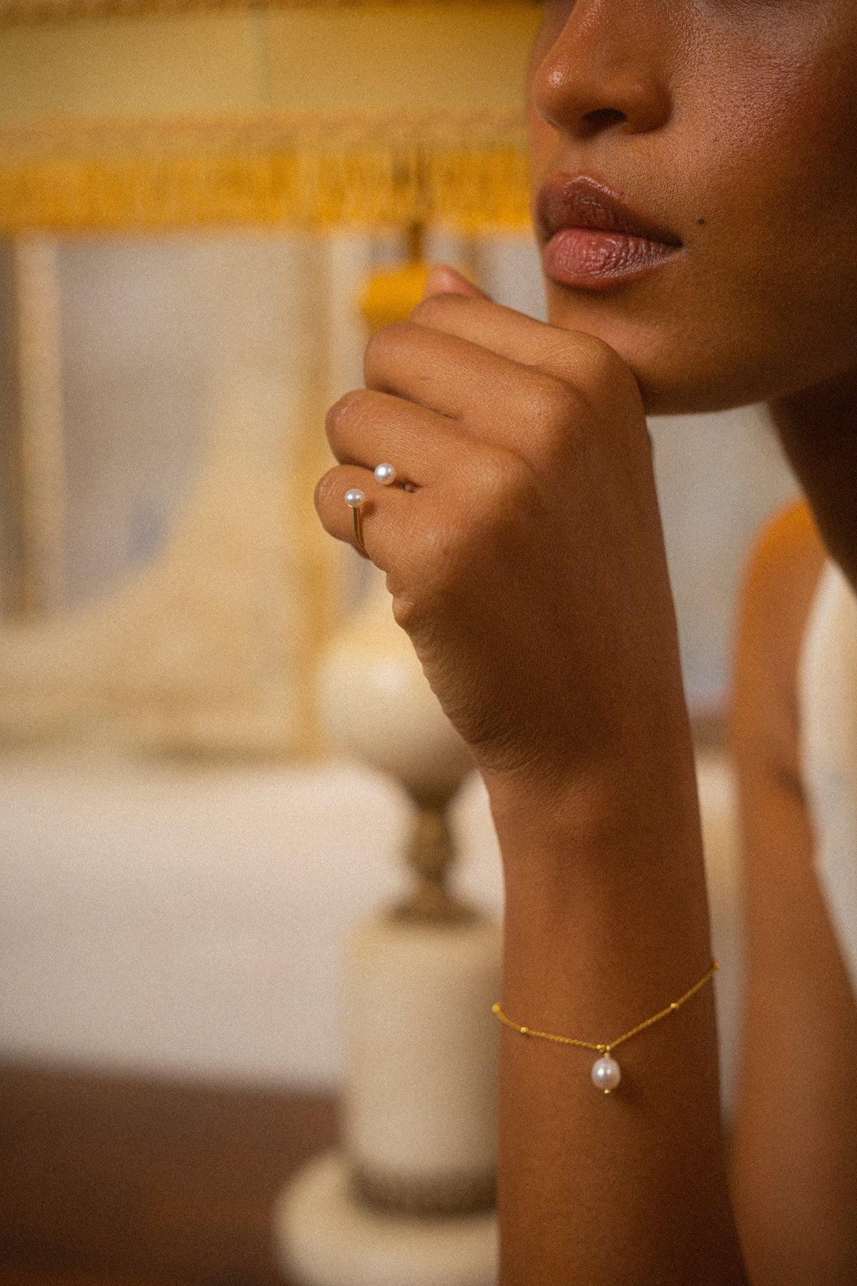 Astro Adjustable Gold and Freshwater Pearl Ring