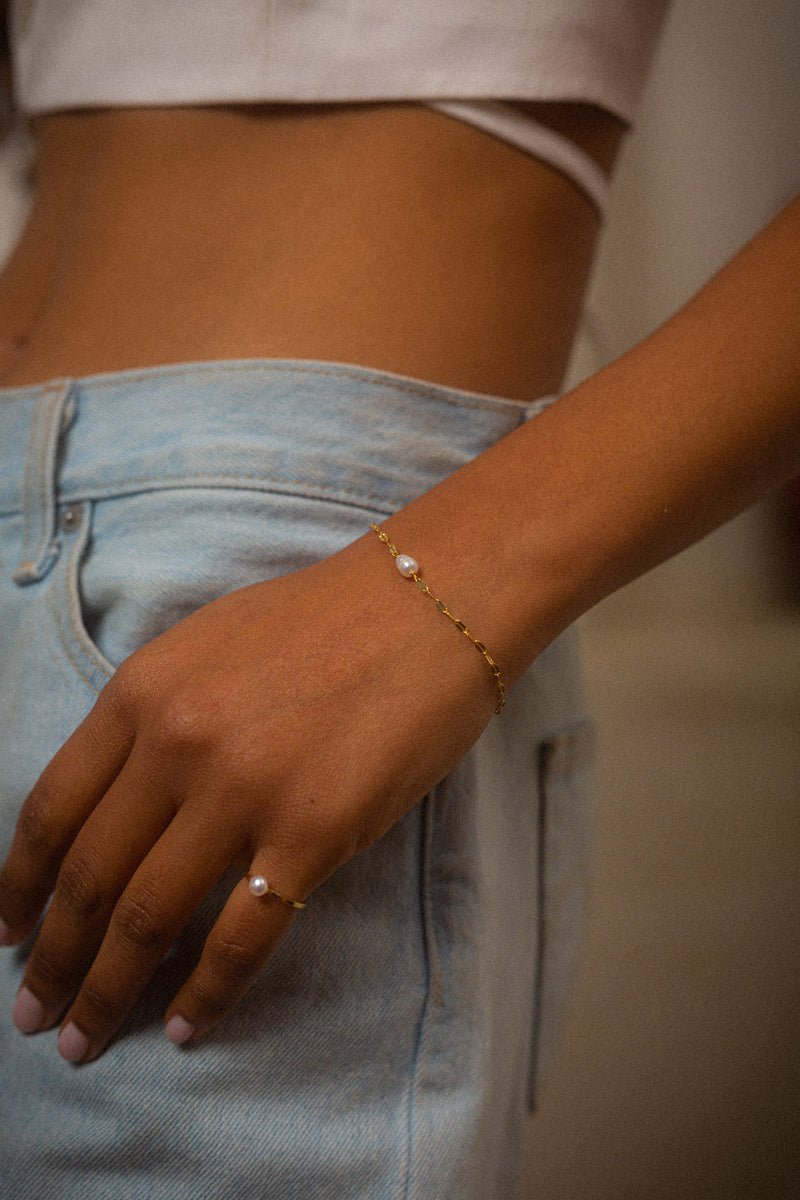 Sutil Gold-Plated Silver and Pearl Bracelet