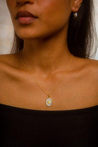 Anjo Gold and Mother of Pearl Pendant with Necklace