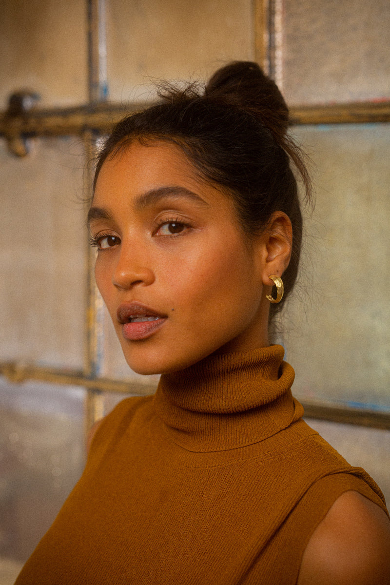Tosca Gold and Silver Textured Large Hoops