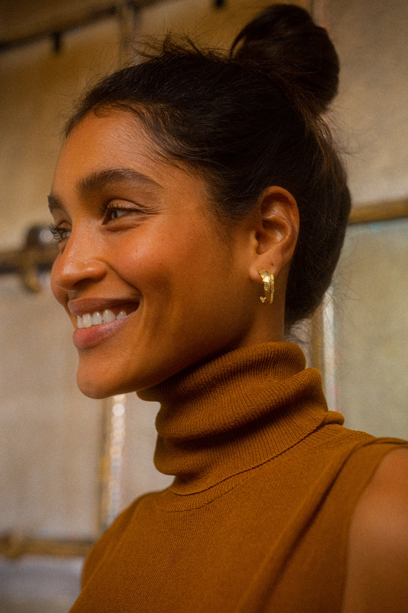 Tosca Gold and Silver Textured Large Hoops