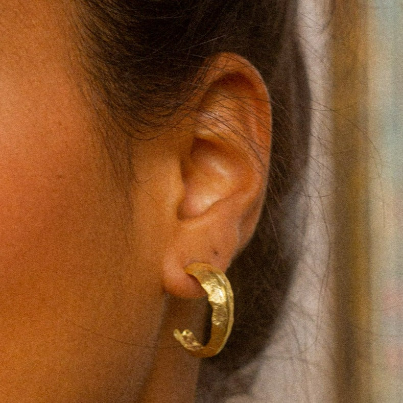 Tosca Gold and Silver Textured Large Hoops