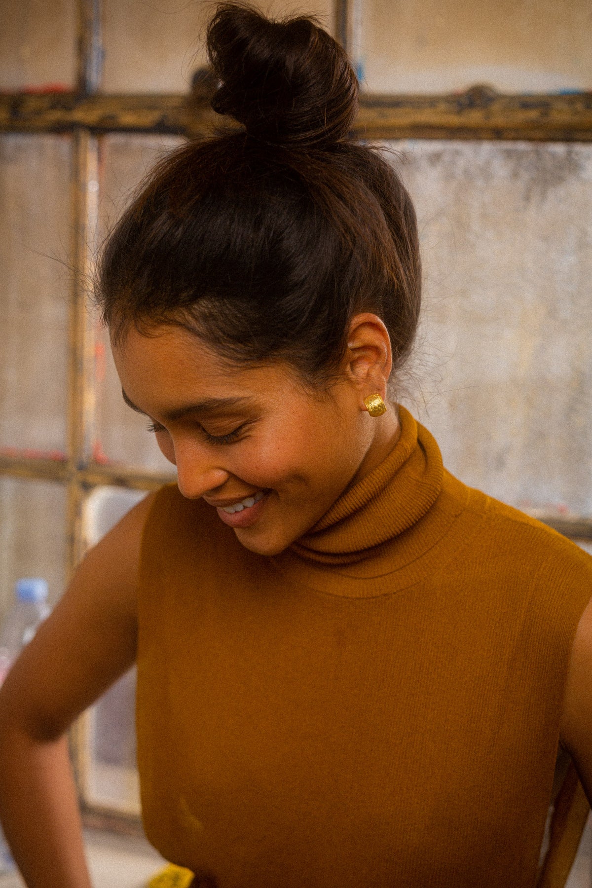 Tosca Gold and Silver Textured Small Hoops